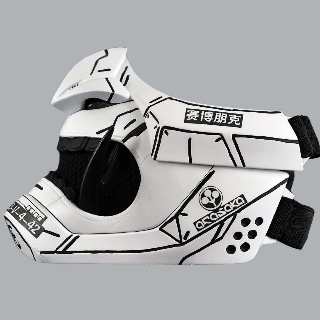 Space Armory Cyberpunk Oni Mask - Matte White/Black Stripes Masks